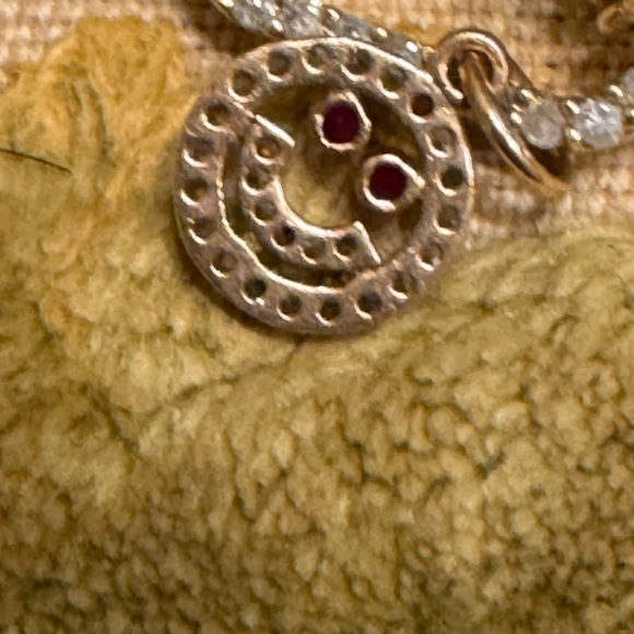 Smiley Face 14k rose gold charm with rubies - Picture 3 of 4